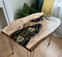 Luxe fait à la main élégant écologique fleur résine époxy Table en bois massif Table Table à manger Table basse