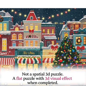 Puzzle de 1000 pièces de la scène de rue de la ville de Noël, scène hivernale enneigée, cadeau pour adultes, décoration murale pour la maison et les fêtes en famille - Product Image 3