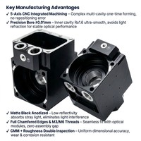 Boîtier optique en alliage d'aluminium de précision CNC OEM, anodisé à faible réflexion pour usinage, boîtier multi-cavités pour caméra de spectroscopie