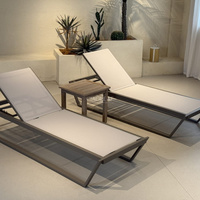Chaise longue de piscine avec siège en toile et dossier réglable pour terrasse extérieure