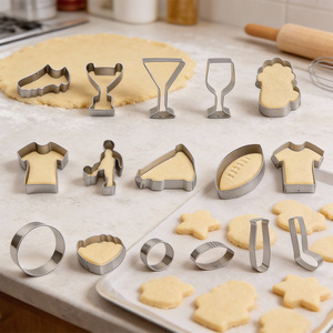 Ensemble de découpoirs à biscuits sur le thème du sport en acier inoxydable, formes de football, rugby, trophée, maillot, moule à biscuits, outil de pâtisserie pour fêtes et bars - Product Image 2