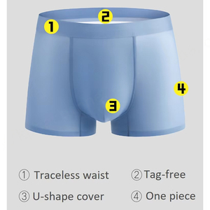 Calzoncillos bóxer transpirables de tiro medio para hombre personalizados OEM, ropa interior lisa sin costuras multicolor, venta al por mayor - Product Image 3