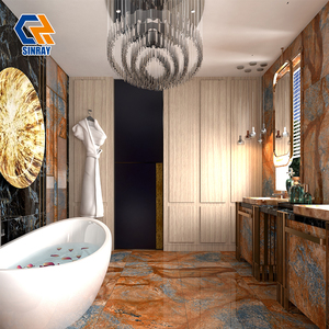Carrelage de sol intérieur en porcelaine brillante 600x600mm 9mm, imitation pierre, antidérapant, pour hôtel moderne haut de gamme, salle de bain, villa - Product Image 4