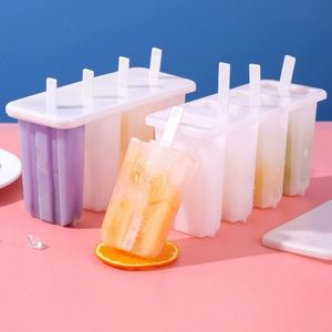 New Product Ideas 4 Grids PP Transparent Reusable Plastic Popsicle Mold Stackable Custom Popsicle Molds - Product Image 1