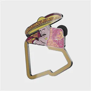 Custom Soft Enamel Pin Frame Pins Vicente Glitter Mexican Hat Pin For Hat