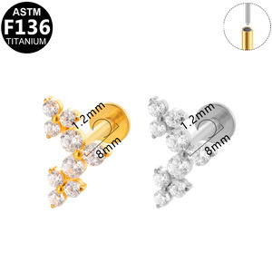 Titanium Stud <b>Earrings</b> G23 Music Note Star Zircon Lip Philtrum Cochlear Jewelry Unisex Everyday Wear - Product Image 5