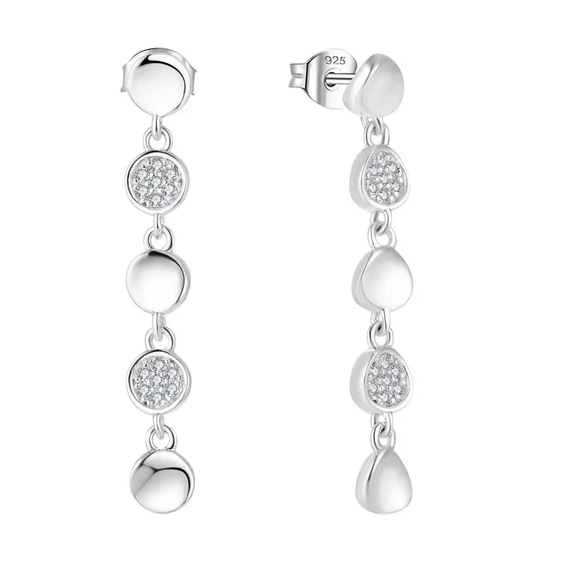 Hot Sale Beautiful Fashion White Zircon 925 Silver Drop Earrings Jewelry Atmospheric Affordable Edition Zircon Drop Earrings