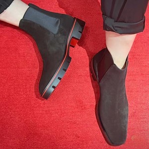 Bottes Martin en cuir véritable pour hommes, chaussures en cuir de style britannique à tige haute, bottines courtes, bottines Chelsea mi-hautes en cuir mat - Product Image 3