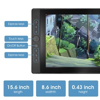 Moniteur de Dessin LCD Professionnel de 15,6 Pouces avec Stylet sans Batterie 8192 Niveaux, Tablette Graphique Numérique USB à Écran