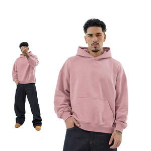 Sweat à capuche décontracté vintage surdimensionné avec logo personnalisé, effet délavé, style streetwear uni, style rétro, en tissu French Terry pour hommes - Product Image 5