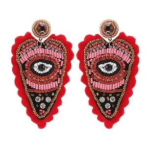 Moyamiya Heart Evil Eye Seed Bead Crochet Earrings Charm Top Seller Earrings Women