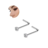 Anting Titanium Alloy Super Berkilau Berbentuk L untuk Hidung, Alis, Telinga, dan Tulang, Dapat Dipakai Saat Tidur Tanpa Dilepas, Serbaguna