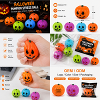 Ballons anti-stress citrouille d'Halloween en PU, jouets moelleux en vrac, cadeaux de fête, stock d'usine, logo personnalisé, couleur, taille, OEM, ODM