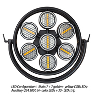 Igracelite - Juego de 7 Luces LED Retro Halo para Escenario, Luces Intermitentes de Fondo para Conciertos, Fiestas, Clubes, Bares, Luz Cálida Blanca, Matriz COB