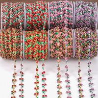 Chaîne PVD plaquée or 18 carats en acier inoxydable avec émail couleur cerise et paillettes pour la fabrication de bijoux DIY