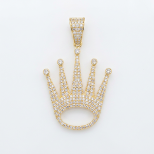Royal King Crown Pendant in 925 Sterling Silver with 4-5CT CVD Diamonds E-F Color VVS VS Clarity Royal <b>Statement</b> Jewelry - Product Image 1