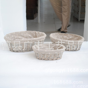 ชุดตะกร้าเก็บของแบบทอทรงกลม สีเทาอ่อน ผ้าฝ้าย ทำมือ สไตล์คันทรี่ แพ็คสามใบ - Product Image 3