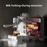 Máquina de Café Expreso Eléctrica Comercial de 220 Voltios con Molinillo y Caldera de Vapor Italiana de 9 Bares para Molienda Fresca Hecha en Italia