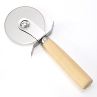 Couteau à pizza pliable en acier inoxydable avec manche en bois, roulette à pâtisserie à roue unique, outils de cuisson