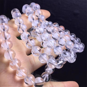 Natural Different Size <strong>Clear</strong> Crystals <strong>Quartz</strong> White Angel Aura Ghost Crystal Healing <strong>Bracelet</strong> - Product Image 4