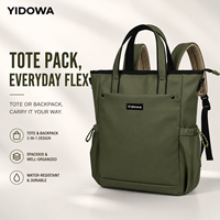 Sac à dos convertible 2 en 1 pour ordinateur portable, compartiment rembourré pour ordinateur portable, poches latérales en mesh pour bouteilles, sac de séparation humide/sec