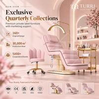 Chaises esthétiques roses brevetées TURRI, lit esthétique électrique rose, ensemble de meubles de salon de beauté rose pour clinique de beauté et soins de la peau