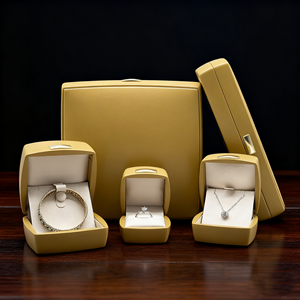 FANDIJI kotak perhiasan antik seri Vanka baru dengan desain Label Mental Logo kustom untuk kotak cincin gelang casing kulit PU - Product Image 4