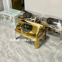Rechteckiges Roll-Top-Chafing-Dish-Buffet-Set aus Edelstahl in Gold, 6-9L Fassungsvermögen, für Catering und Buffets