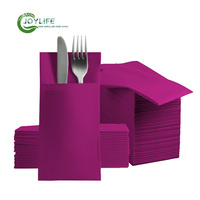 Serviettes de table imprimées écologiques de luxe 1 pli en Airlaid, toucher lin, en pâte de bois vierge, douces, avec pochette à couverts pliée