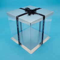 Boîte d'emballage transparente en PET de qualité alimentaire pour gâteau ou ours en roses
