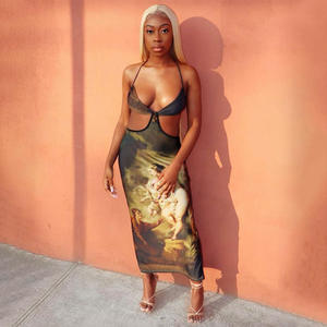 Ljf — robe chic <span class=keywords><strong>Mini</strong></span> brodée et ajourée pour femmes, vêtements de Club, dos ouvert, col licou, à la mode, OEM, été - Product Image 2