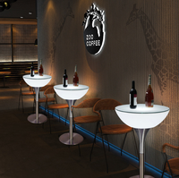 Meubles lumineux de luxe au design moderne avec télécommande RVB couleur changeante Discothèque KTV Pub Table à LED Tables de cocktail et de bar rond