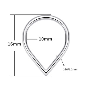 Anillo de Septum en Forma de Lágrima de Titanio G23 con Ópalo y Circonita Cúbica, Aro Clicker para Perforaciones de Nariz y Oreja |   Joyas Corporales Articuladas Sin Costuras - Product Image 3