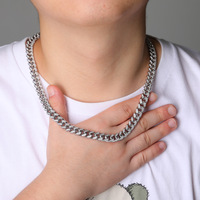 Collier tendance unisexe transfrontalier Europe-Amérique, accessoires de danse urbaine et de rap, chaîne en bambou avec zircon
