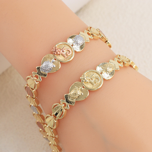 Pulsera de Cadena de Tenis H802 para Mujer, Diseño de la Suerte Número 15, Chapada en Oro de <span class=keywords><strong>14K</strong></span> y 18K, Joyería Geométrica de Bronce Relleno de Oro para Cristianos - Product Image 2
