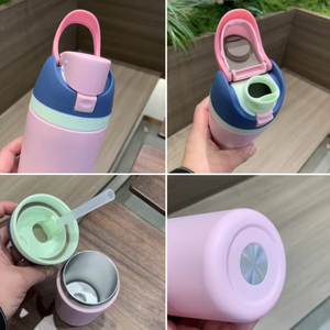 Stainless Steel Vacuum Insulated Tumbler 16oz 24oz <b>Pink</b> Travel Water <b>Bottle</b> with Lid Minimalist Design - Product Image 2