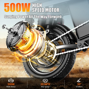 <span class=keywords><strong>Vélo</strong></span> électrique pliable KLEIN 500W 48V 15AH avec batterie au lithium pour adultes, style mini, moteur roue arrière, pneus larges, <span class=keywords><strong>porte</strong></span>-bagages arrière - Product Image 2