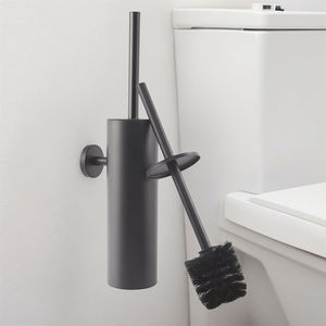 Accessoire de salle de bain mural en acier inoxydable <span class=keywords><strong>noir</strong></span> <span class=keywords><strong>mat</strong></span> moderne support <span class=keywords><strong>suspendu</strong></span> pour <span class=keywords><strong>brosse</strong></span> de toilette avec tasse en métal - Product Image 2