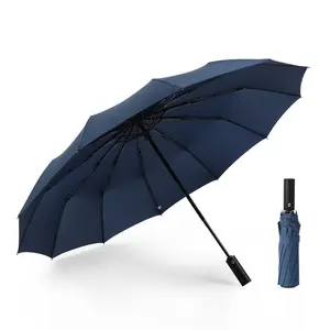 12 Bones Parapluies pliants entièrement automatiques Pliage, Parapluies pare-soleil Cadeaux de luxe Parapluies pliants coupe-vent pour hommes d'affaires