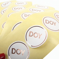 Autocollants en papier adhésif personnalisés en vrac avec nom de marque, estampage à chaud pelable, impression en feuille d'or rose