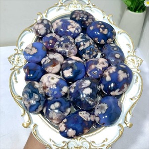 Piedra de Ágata Natural de Flor de Cerezo Azul al por Mayor - para Meditación, Masaje con Piedras de Palma, Decoración del Hogar, Regalo - Product Image 1