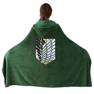 Attack on Titan coperta mantello Shingeki No Kyojin Survey Corps mantello mantello flanella Costume Cosplay felpa con cappuccio con foto reali