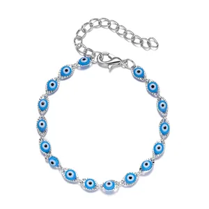 Bracelet œil bleu <span class=keywords><strong>turc</strong></span> porte-bonheur pour femme, chaîne de perles en résine réglable, cadeau de bijoux pour fête d'anniversaire - Product Image 5