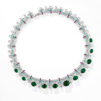 Ensemble de bijoux de mariée SLBRIDAL avec cristaux étincelants en zircon cubique, collier, boucles d'oreilles, bagues et bracelet pour femmes