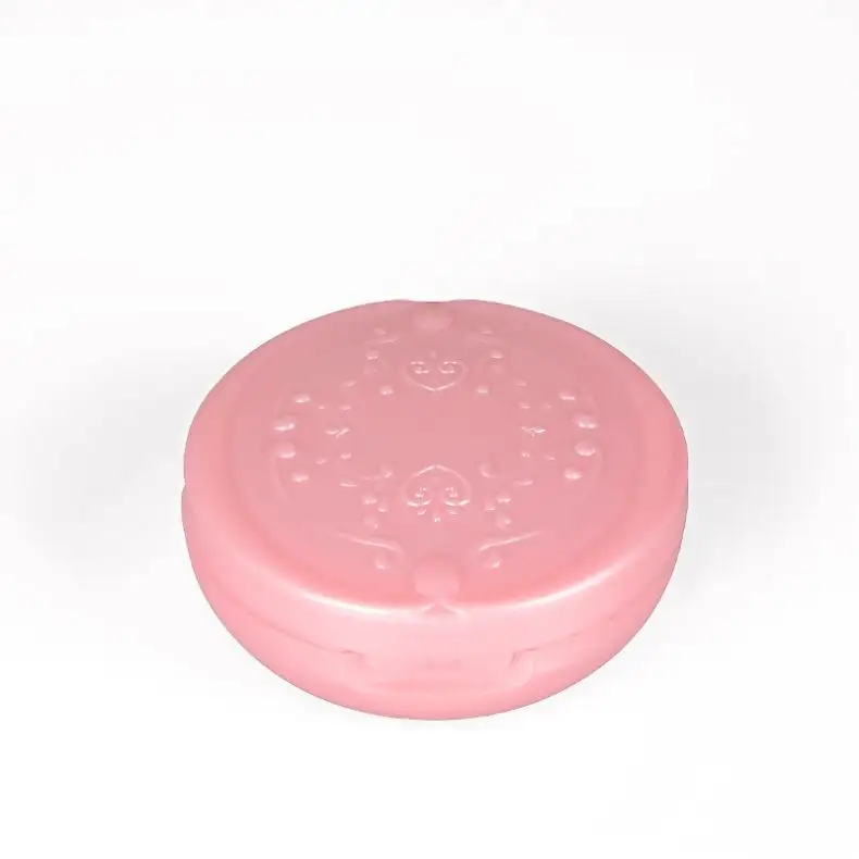 Estuche de polvo compacto redondo bonito Rosa logotipo personalizado doble dos capas estuche compacto vacío con espejo