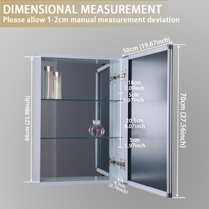 Armoires de rangement ajustables en acier inoxydable, 1 pièce, étagères de produits chauds, placards de rangement pour salle de bains, <span class=keywords><strong>armoire</strong></span> à médicaments miroir de Style européen - Product Image 2