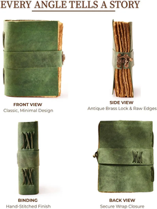 Vintage Leather Journal with C-Lock Closure Handmade Deckle Edge Paper <b>Book</b> of Shadows, Rustic Diary for Men & Women - Product Image 4