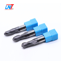 Fraise à bout sphérique UNT HRC45 à 2 dents en carbure de tungstène massif pour usinage CNC, outil de découpe de précision pour le traitement de l'acier et des métaux