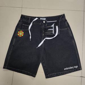 Shorts en jean en coton surdimensionnés pour hommes, streetwear personnalisé, OEM, déchirés, brodés, baggy - Product Image 5