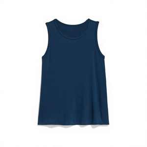 <b>Women's</b> <b>Navy</b> Blue Sleeveless <b>Tank</b> <b>Top</b> Crew Neck Knitted Casual Wear Breathable Solid Color Regular Length <b>Women</b> <b>Tank</b> <b>Top</b> - Product Image 3